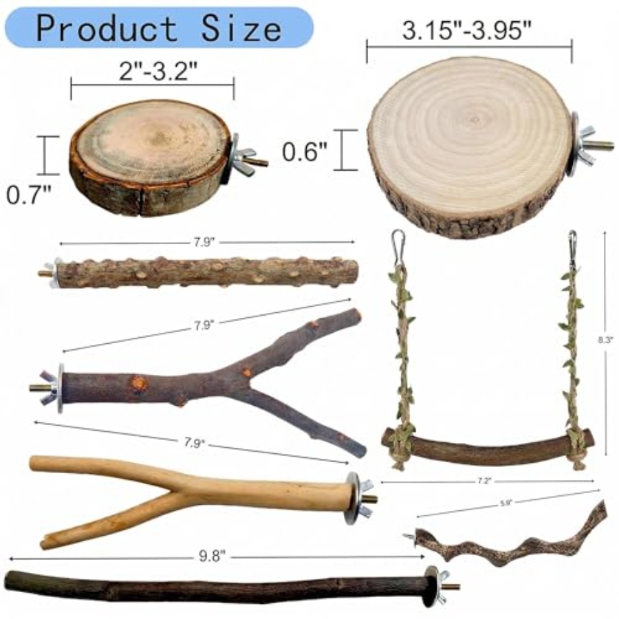 8PCS natural wood bird perches - огляд і ціна Health & Wellness Lafayette